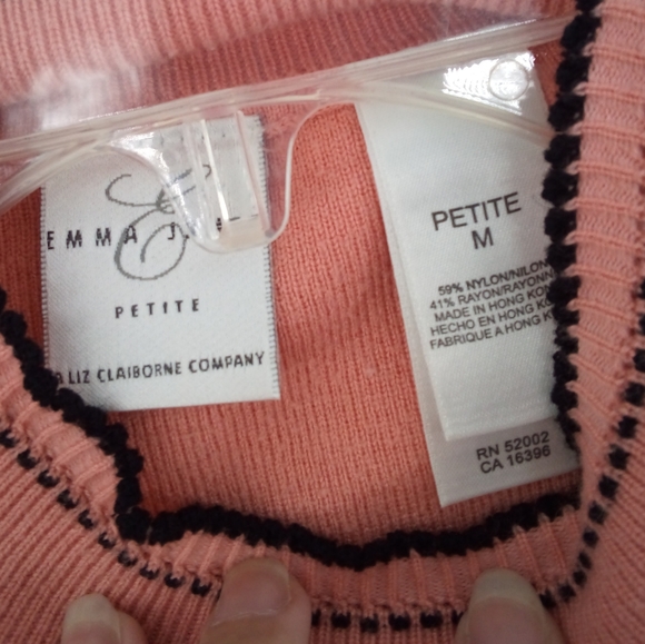 Emma James Petite Liz Claiborne Pink Black Stitch Cardigan Set Career Work M - Picture 10 of 13